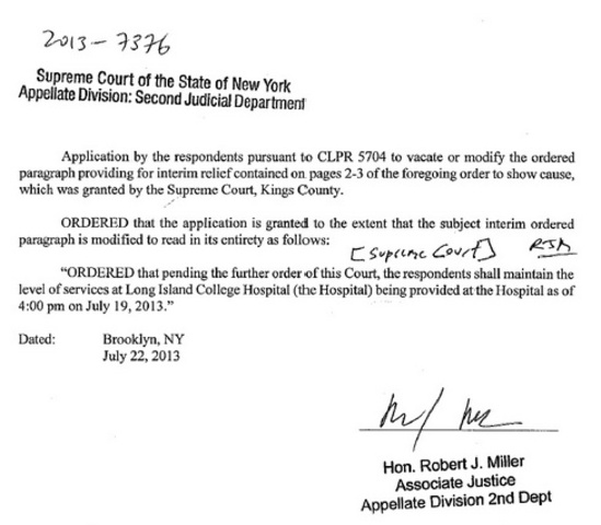 State Appellate Judge Upholds De Blasio's Temporary Restraining Order to Keep LICH Open