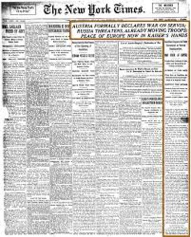 Austria declares war on Serbia