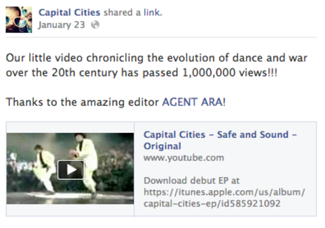 Original Safe & Sound video released in 2011 gets 1,000,000 views