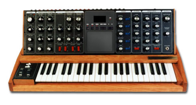 Robert Moog shows elements of his first synthesizers.