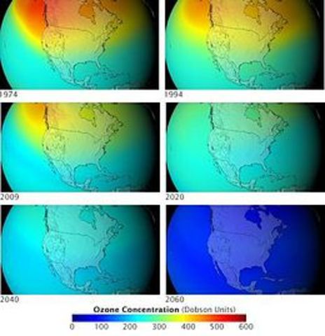 Sherwood Roland and Molina announce the CFCs are depleting the ozone layer.