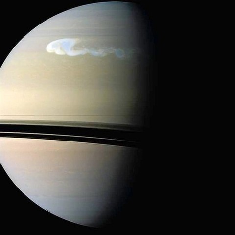 A white spot is found on Saturn