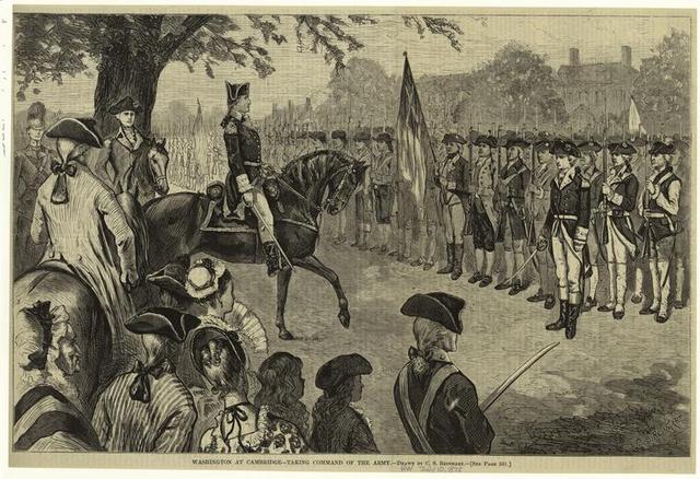 Washington taking command of the Continental Army
