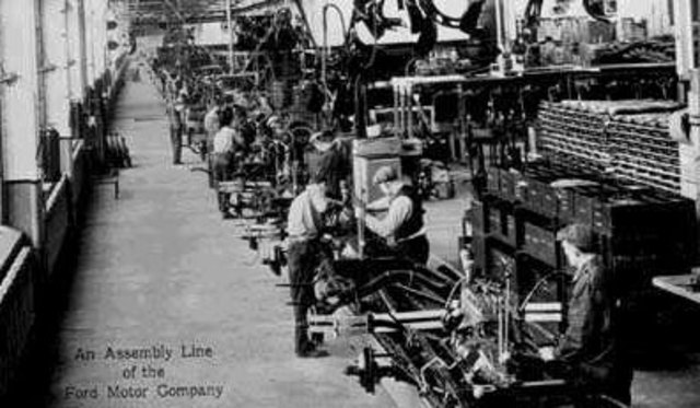 Henry Ford perfects the Motor Vehicle Assembly line
