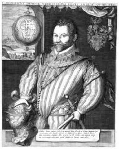 Sir Francis Drake begins his circumnavigation of the world