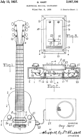 George Beauchamp and Adolph Rickenbacker created the "frying pan' guitar