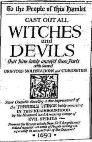 Accusations of Witchcraft starts to develop in Salem