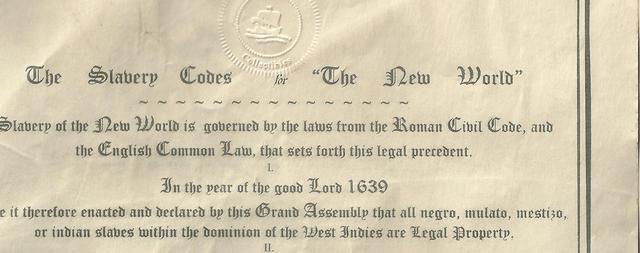 Barbados slave code adopted
