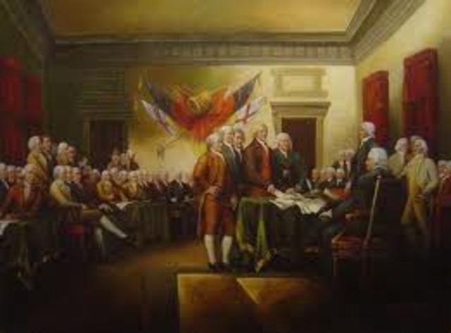 The signing of the Decloration of Independence
