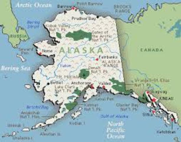 U.S. acquires Alaska from Russia