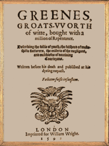 Greene Attacks Shakespeare