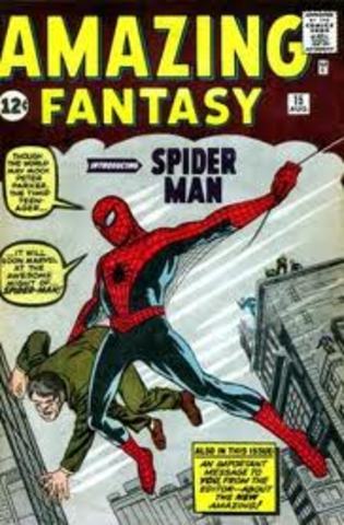 The first appearance of Spider-Man in comics