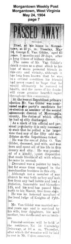 Death of husband, George Ethelbert VanGilder