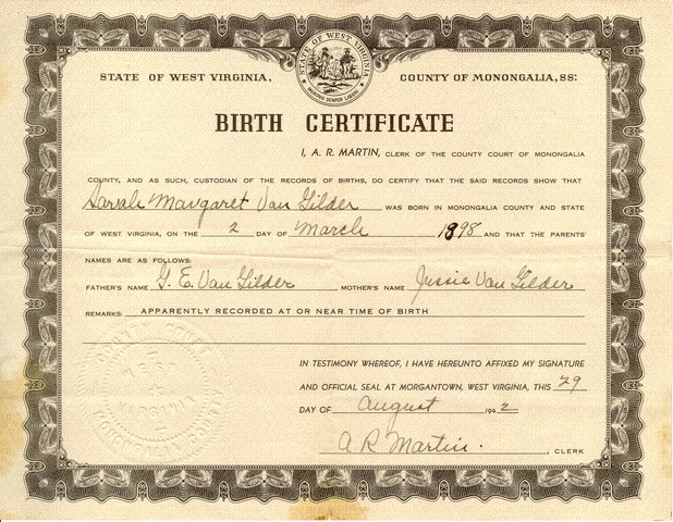 Birth of daughter Sarah Margaret VanGilder