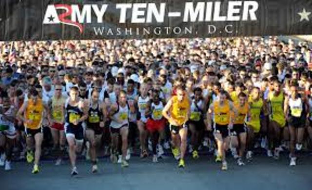 I run the 10 miler in an hour and 22 minutes.