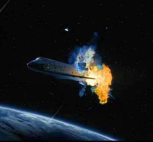 Space Shuttle Colombia explodes