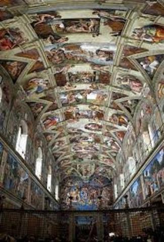 Michelangelo paints the Sistine chapel ceiling
