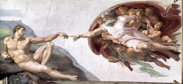 Michelangelo paints the Sistine chapel ceiling
