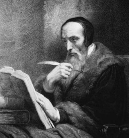 John Calvin writes The Institutes of Christian Religion