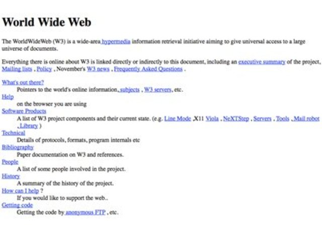The First Website on the World Wide Web