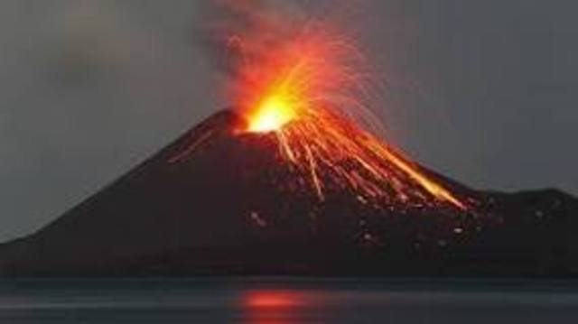 The land is created by an erupting volcanoe