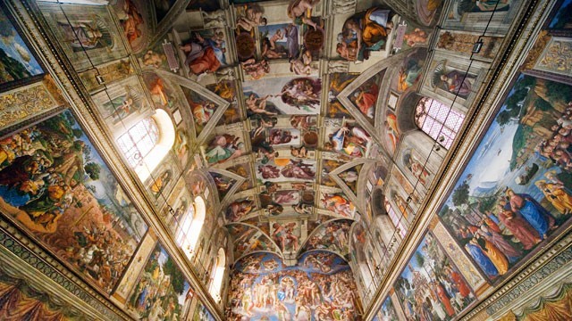 michelangelo paints the Sistine chapel ceiling