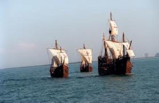 Christopher Columbus lands in the Americans