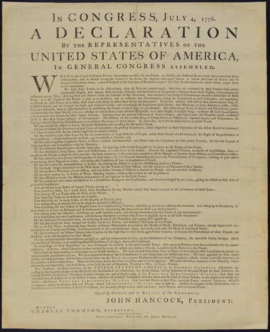 1776 d.C - DECLARACIÓN DE INDEPENDENCIA DE LOS ESTADOS UNIDOS