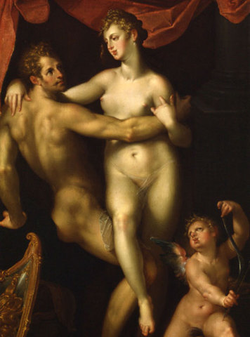 Mars, Venus und Amor von Bartholomäus Spranger (1564-1611)