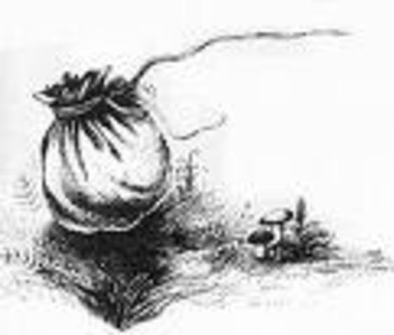 Odysseus and his men leave from Aeolus's castle with a bag of wind.