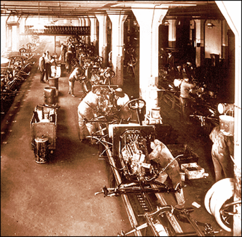 Moving assembly line