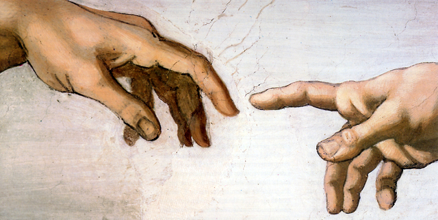 MICHEL ANGE, la création d'Adam (détail)