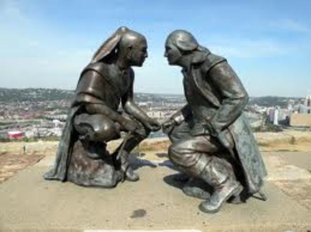 Washington and Guyasuta make a treaty