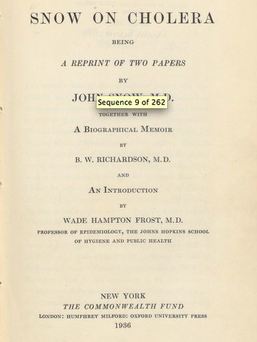 Published  "On the Mode of Communication of Cholera"