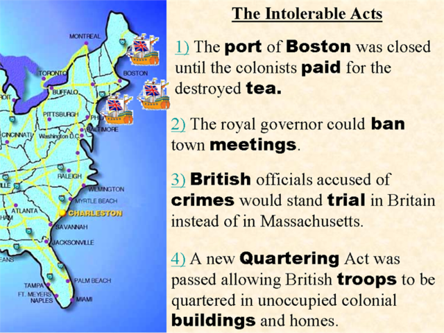 The Intolerable Acts.