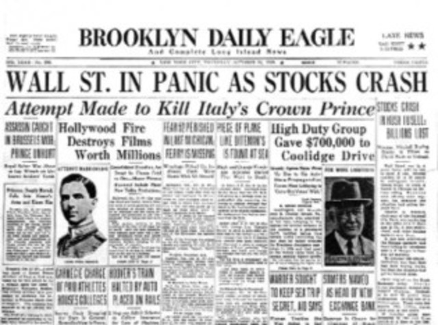 Stock Market crashes, Great Depression begins