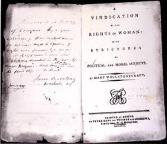 Mary Wollstonecraft publishes A VINDICATION OF THE RIGHTS OF WOMEN