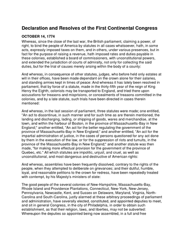 First Continental Congress