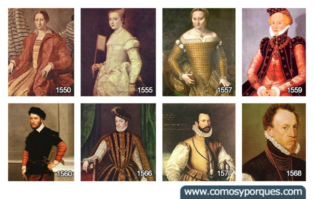 La ropa en el periodo comprendido de 1550-1600