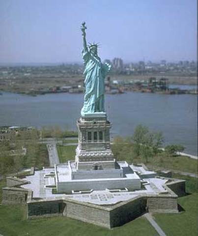 The Statue of Liberty arrived for the first time in New York harbor.