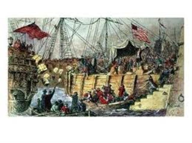 motín del té en Boston y bloqueo marítimo de la ciudad.