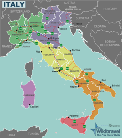 Italy is divided into five major regions: Venice, Milan, Florence, the Papal States and the southern kingdom of Naples.