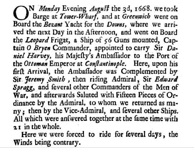 Week 2: T. Smith D. D. and F. R. S. set sail for Constantinople