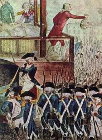 King Louis XVI is executed; the Reian of Terror of begins