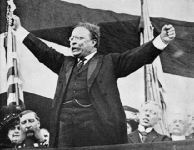 Teddy Roosevelt eleteded as Progressive Party presidential canidate