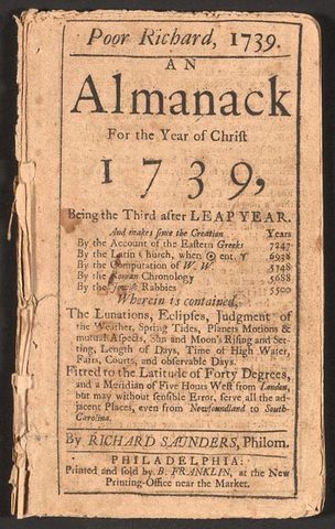 First edition of Franklin's Poor Richard's Almanack