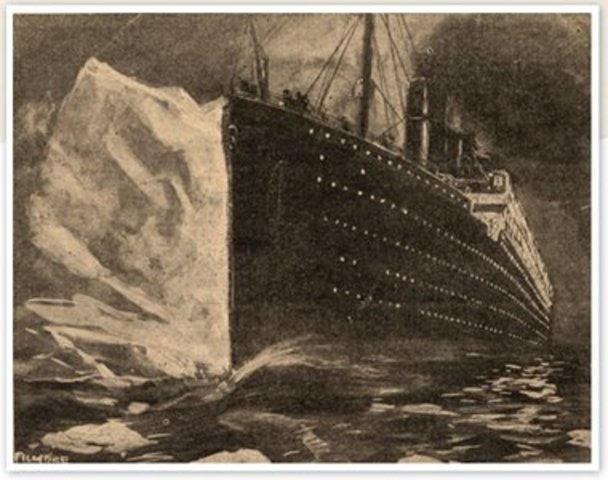 Fredrick Fleet spots an ice berg  straight a head