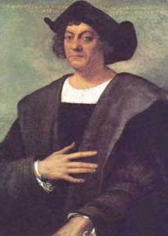 Christopher Columbus lands in Hispaniola