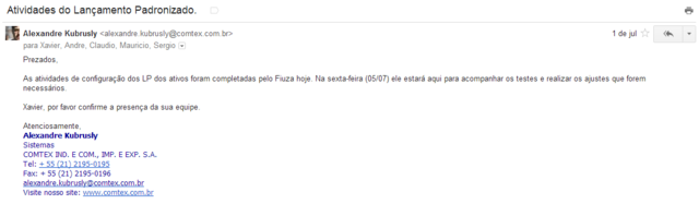 Atividades do Lançamento Padronizado