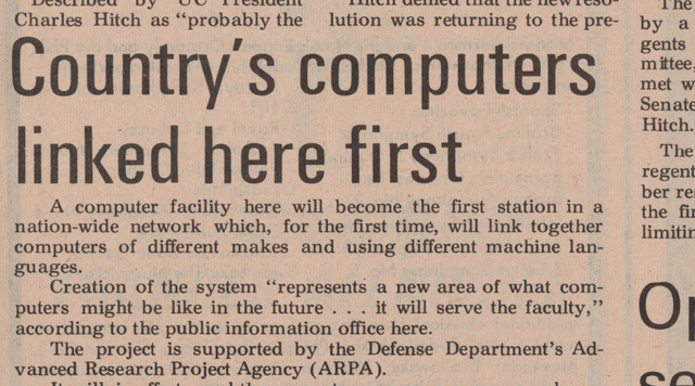 Computers at Stanford and UCLA connected for the first time